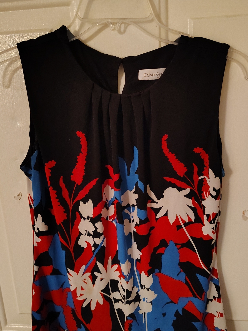 Calvin Klein Black Sleeveless Top with Pleated Front